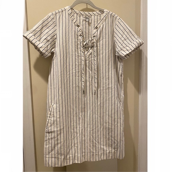 Madewell Harbor Lace-Up Striped Shift Dress Size S - Picture 4 of 9